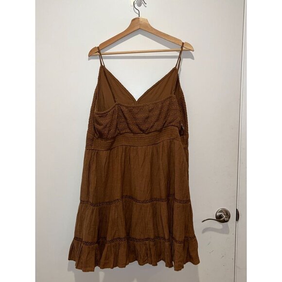American Eagle Brown Ruffle Hemline Crochette  Mini Sundress Women's Size XXL - Picture 6 of 11